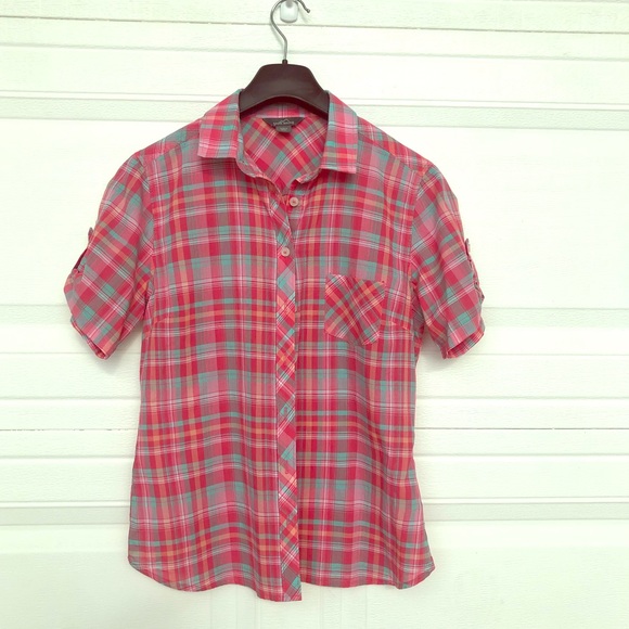 Eddie Bauer Casual Plaid Button Down LightWeight - Picture 1 of 6
